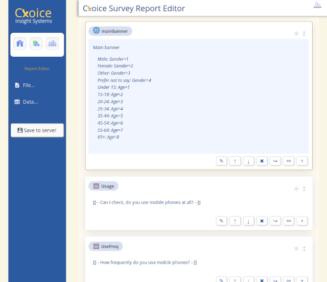 Cxoice Insight Platform Report Editor